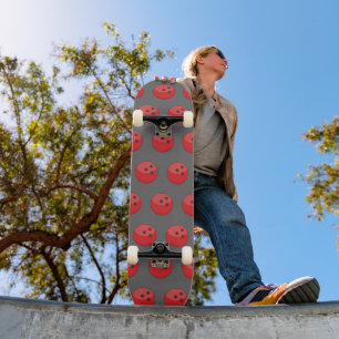 Red Bowling Ball Pattern Skateboard