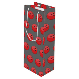 Red Bowling Ball Pattern Wine Gift Bag