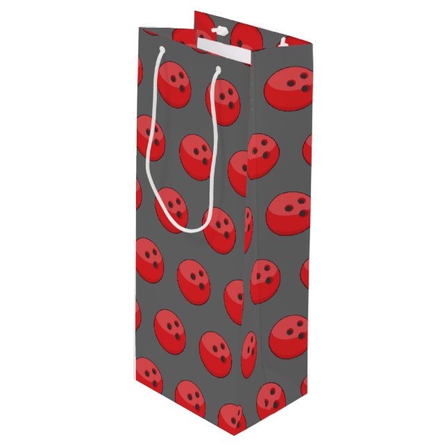 Red Bowling Ball Pattern Wine Gift Bag (Front Angled)