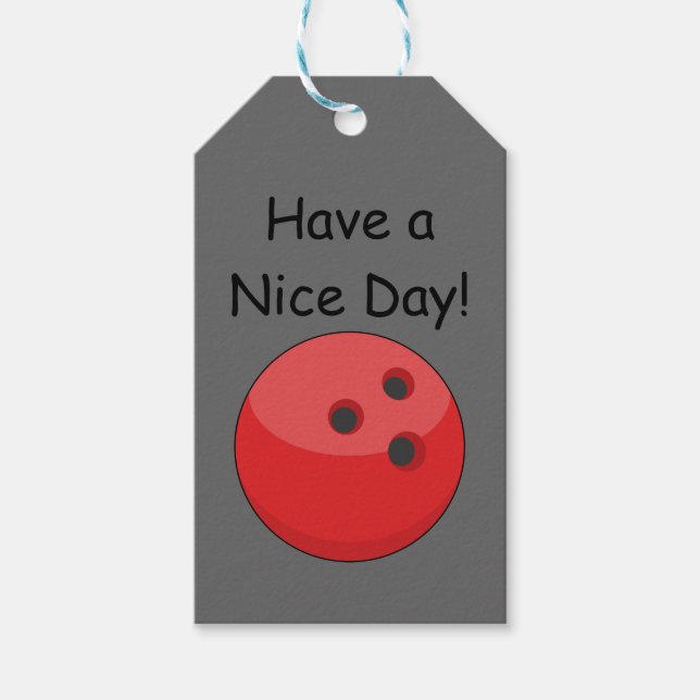 Red Bowling Ball Personalise Gift Tags (Front)