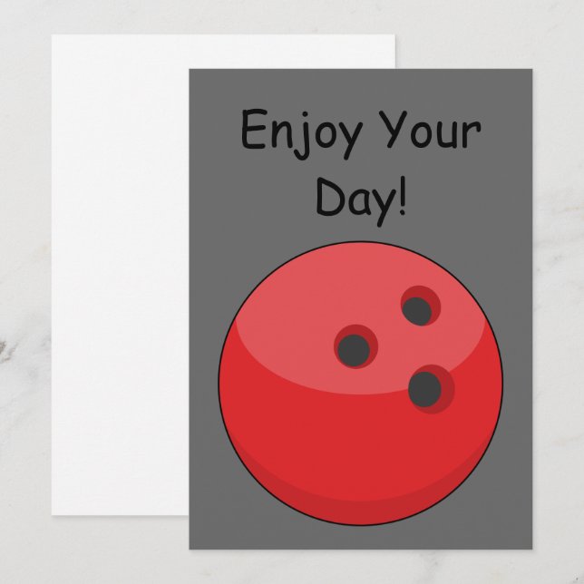 Red Bowling Ball Personalise Holiday Card (Front/Back)