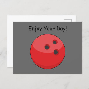 Red Bowling Ball Personalise Holiday Postcard