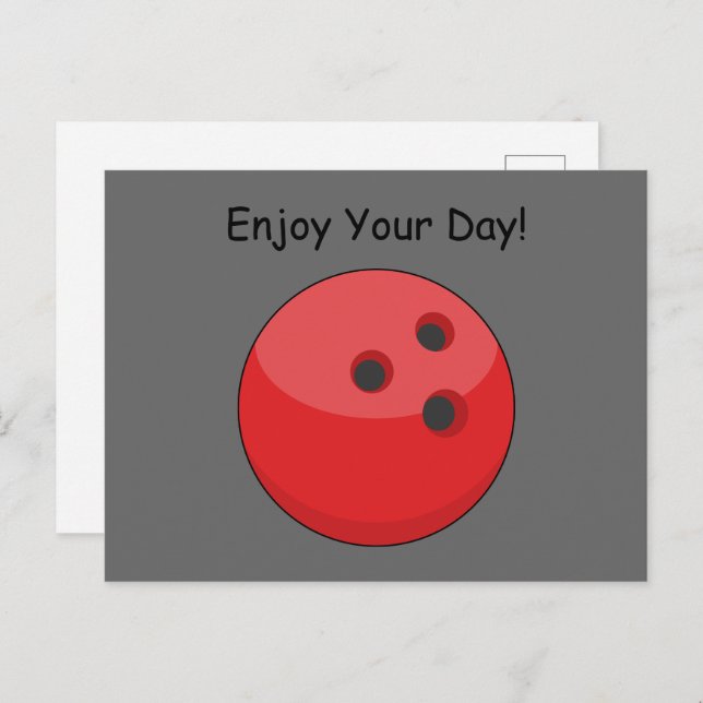 Red Bowling Ball Personalise Holiday Postcard (Front/Back)