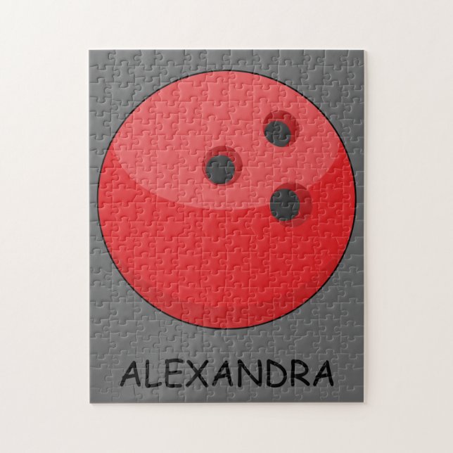 Red Bowling Ball Personalise Jigsaw Puzzle (Vertical)