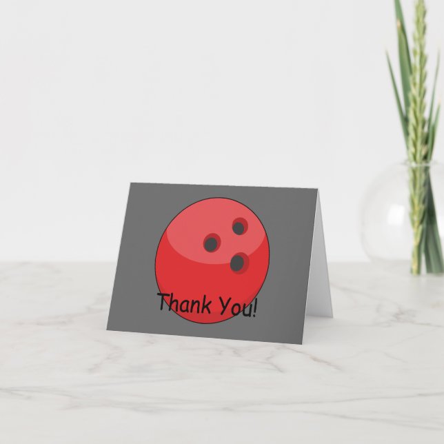 Red Bowling Ball Personalise Thank You Card (Front)
