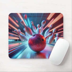 Red Bowling Ball Strike Mouse Mat