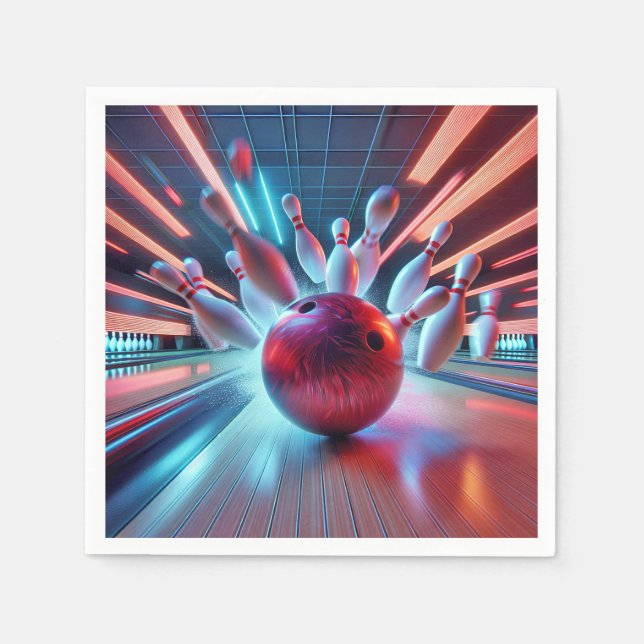 Red Bowling Ball Strike Napkin (Front)