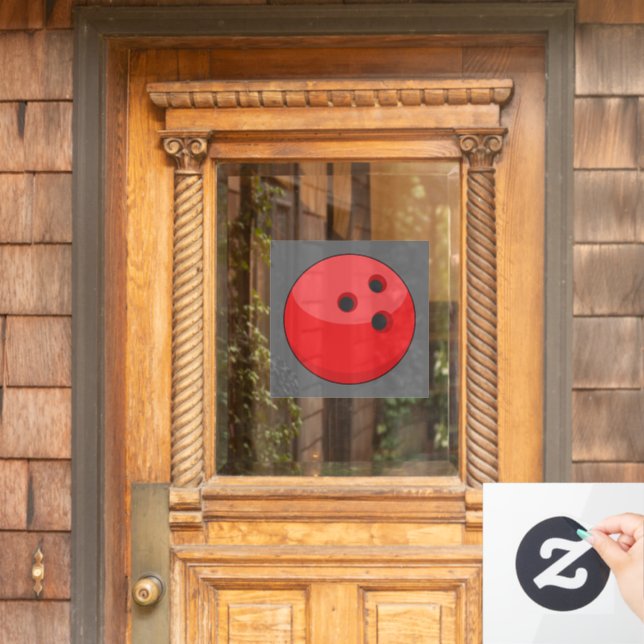 Red Bowling Ball Window Cling (Home Door)
