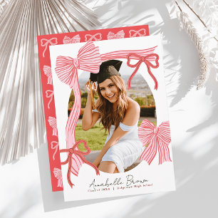 Red Bows Photo Graduation Announcement