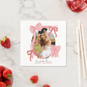 Red Bows Photo Graduation Napkin