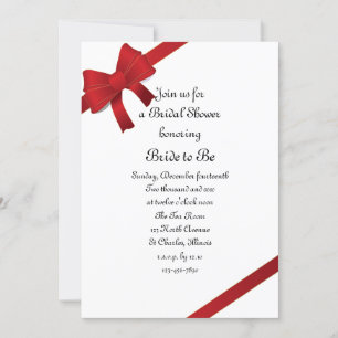 Red Bows Winter Bridal Shower Invitation