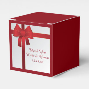 Red Bows Winter Wedding Favour Box