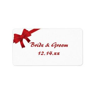 Red Bows Winter Wedding Favour Tags
