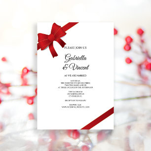 Red Bows Winter Wedding Invitation