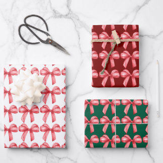 Red bows wrapping paper. Gift wrapping. Paper Sheet