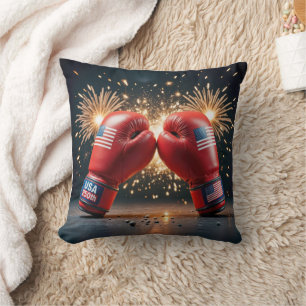 Red Boxing Gloves For USA 250th Birthday Cushion