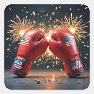 Red Boxing Gloves For USA 250th Birthday Square Sticker