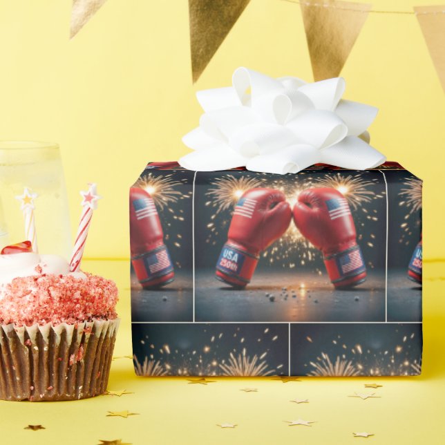 Red Boxing Gloves For USA 250th Birthday Wrapping Paper (Birthday Party)