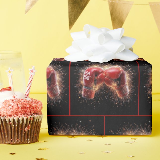 Red Boxing Gloves For USA 250th Celebration  Wrapping Paper (Birthday Party)