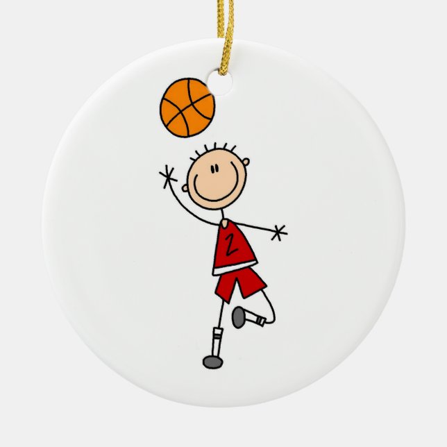 Red Boy Basketball Player t-shirts and Gifts Ceramic Tree Decoration (Front)