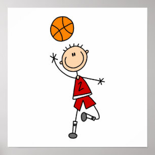 Red Boy Basketball Player t-shirts and Gifts Poster