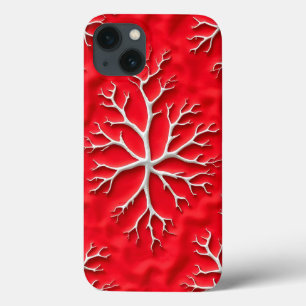 Red Branch Art iPhone Case with Embossed Design