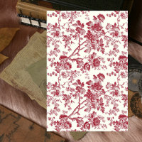 Red Branches Floral French Vintage Decoupage