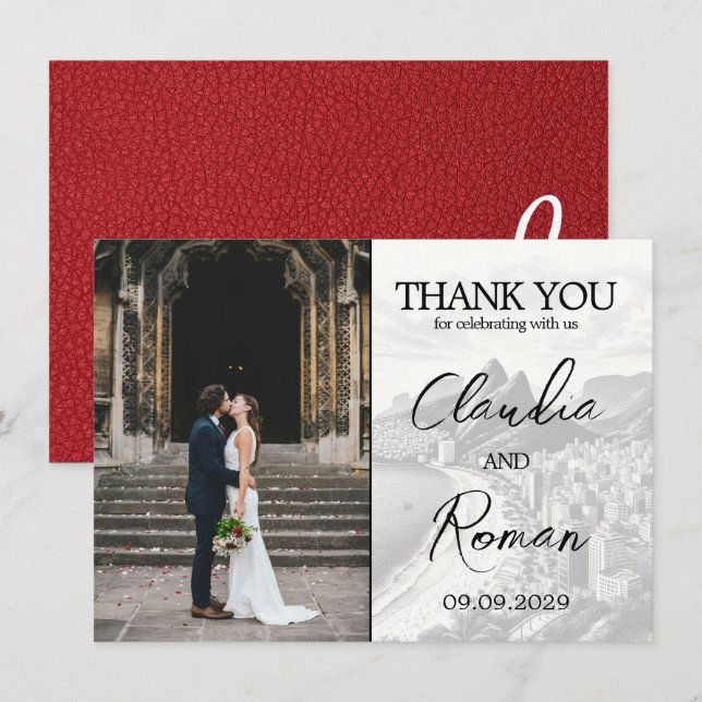 Red Brazil Passport Thank You Card (Front/Back)