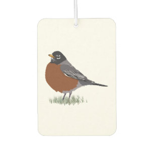 Red Breasted American Robin Digitally Drawn Bird Car Air Freshener