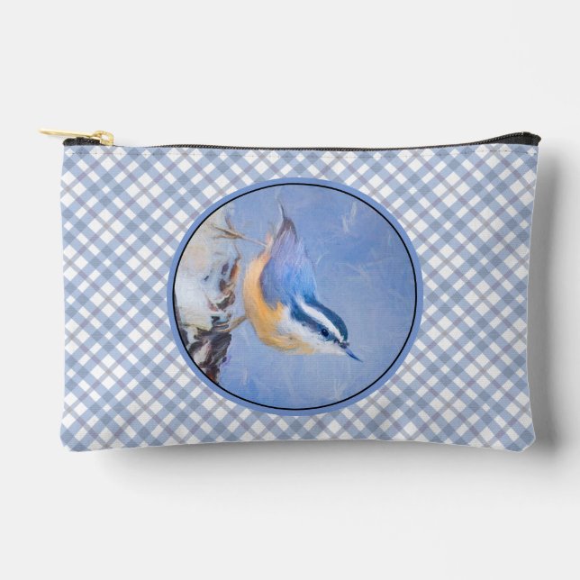Red-Breasted Nuthatch Painting Original Bird Art Accessory Pouch (Front)