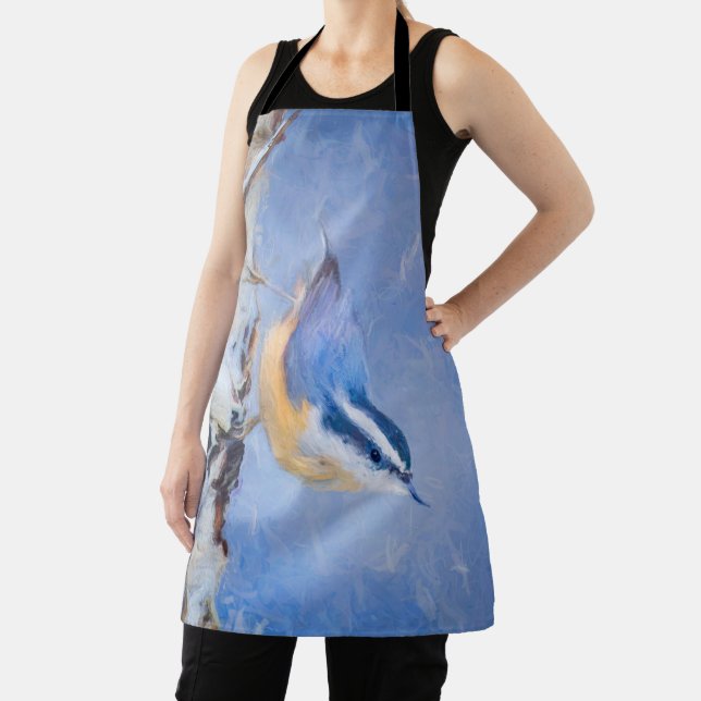 Red-Breasted Nuthatch Painting Original Bird Art Apron (Insitu)