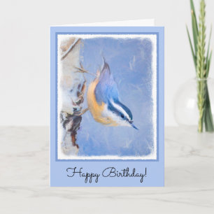 Red-Breasted Nuthatch Painting Original Bird Art Card