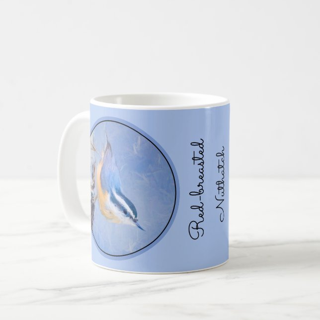 Red-Breasted Nuthatch Painting Original Bird Art Coffee Mug (Front Left)