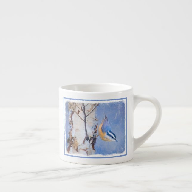 Red-Breasted Nuthatch Painting Original Bird Art Espresso Cup (Right)