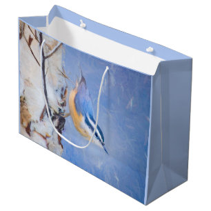 Red-Breasted Nuthatch Painting Original Bird Art Large Gift Bag