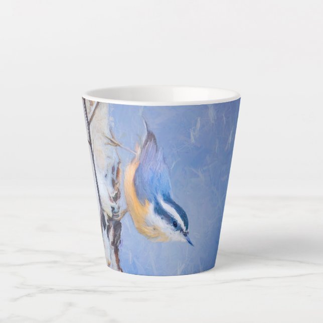 Red-Breasted Nuthatch Painting Original Bird Art Latte Mug (Front)