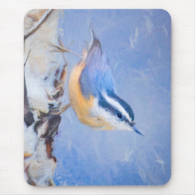Red-Breasted Nuthatch Painting Original Bird Art Mouse Mat (Front)