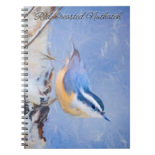 Red-Breasted Nuthatch Painting Original Bird Art Notebook
