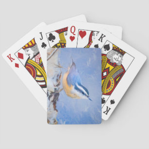 Red-Breasted Nuthatch Painting Original Bird Art Playing Cards