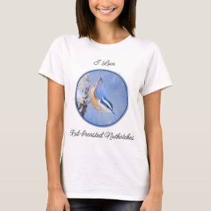 Red-Breasted Nuthatch Painting Original Bird Art T-Shirt