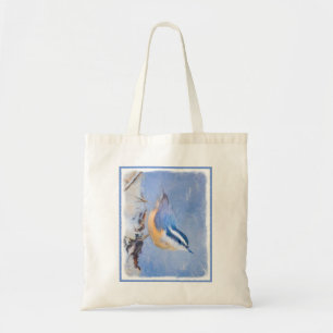 Red-Breasted Nuthatch Painting Original Bird Art Tote Bag