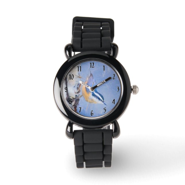 Red-Breasted Nuthatch Painting Original Bird Art Watch (Front)