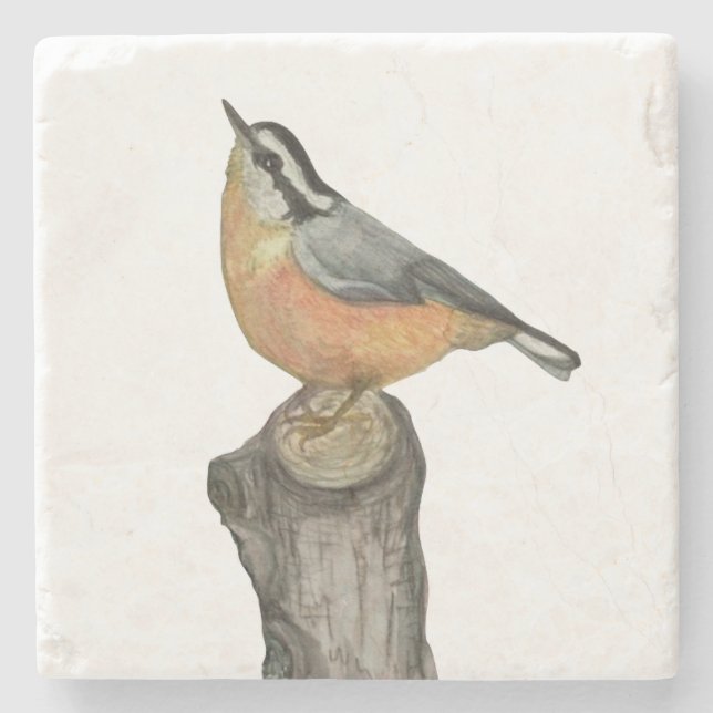 Red-Breasted Nuthatch Stone Coaster (Front)