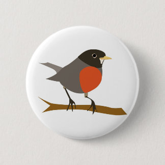 Red Breasted Robin on Branch 6 Cm Round Badge