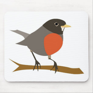 Red Breasted Robin on Branch Mouse Mat