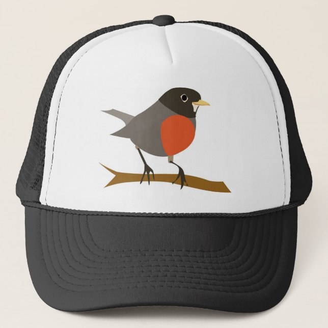 Red Breasted Robin on Branch Trucker Hat (Front)