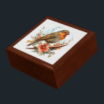 Red Breasted Robin On Floral Branch Gift Box<br><div class="desc">Store your treasures or give a treasure gift box to someone as a beautiful gift. 
 Choices of wood frames are now available.
Many designs for different occasions are available in my store.</div>