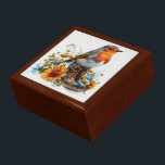 Red Breasted Robin On Floral Cottge Design Gift Box<br><div class="desc">Store your treasures or give a treasure gift box to someone as a beautiful gift. 
 Choices of wood frames are now available.
Many designs for different occasions are available in my store.</div>