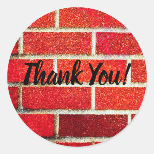 Red Brick & Glitter Holiday Christmas Party Classic Round Sticker