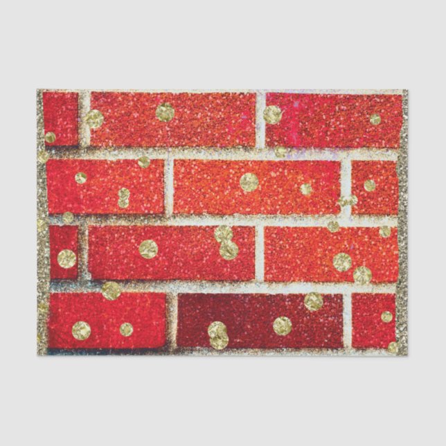 Red Brick & Glitter Holiday Party Modern Glam Chic Tissue Paper (Front)